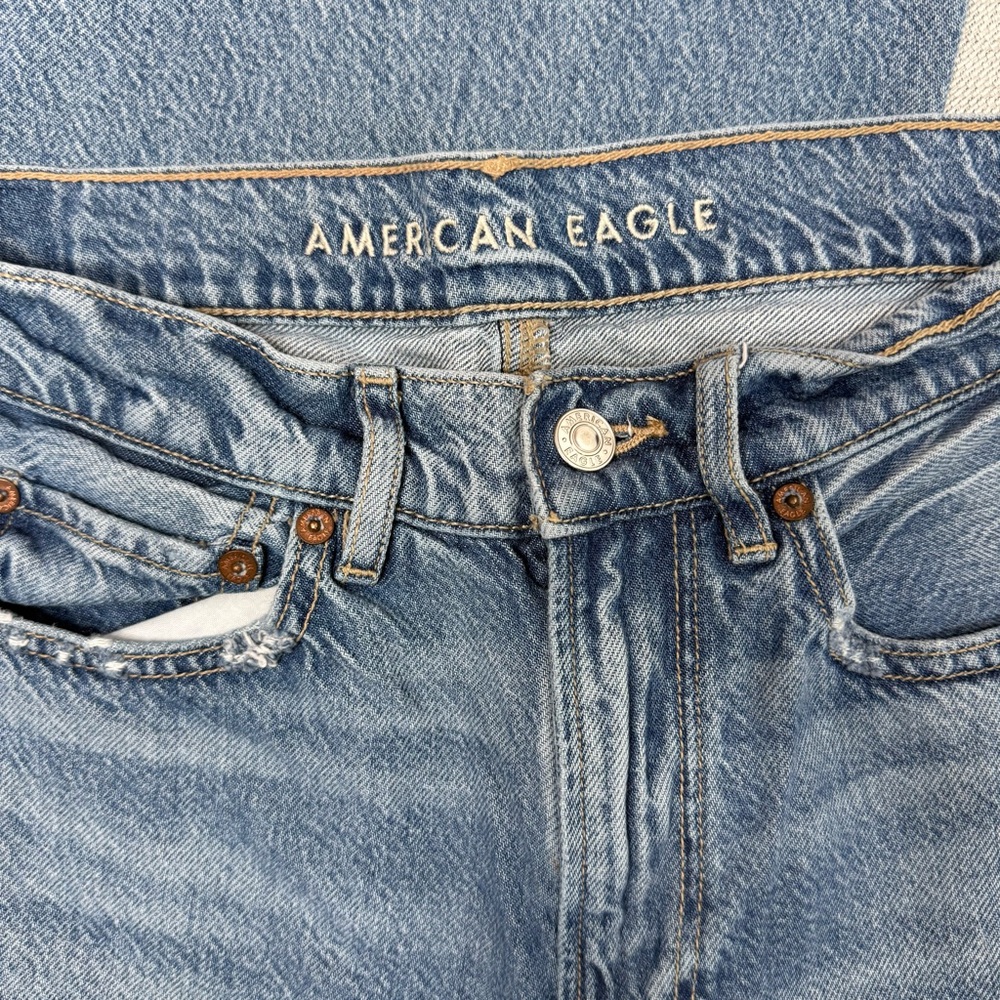 American Eagle Super High Rise Baggy Wide Leg Regular Medium Bright Indigo 6 - Picture 5 of 10
